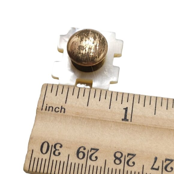 Carved Mother of Pearl Basket Weave Square Cufflinks Vintage - Picture 5 of 5